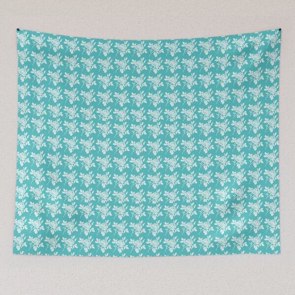 Item preview, Toile Vintage Roses Aqua White  designed and sold by PageDesigns.