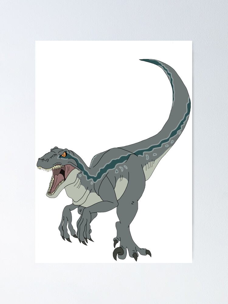 Running Blue Velociraptor Poster By Theblazinggecko Redbubble