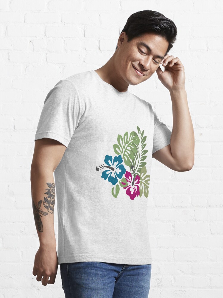 Discover Blue and Pink Tropical Hibiscus T-Shirt