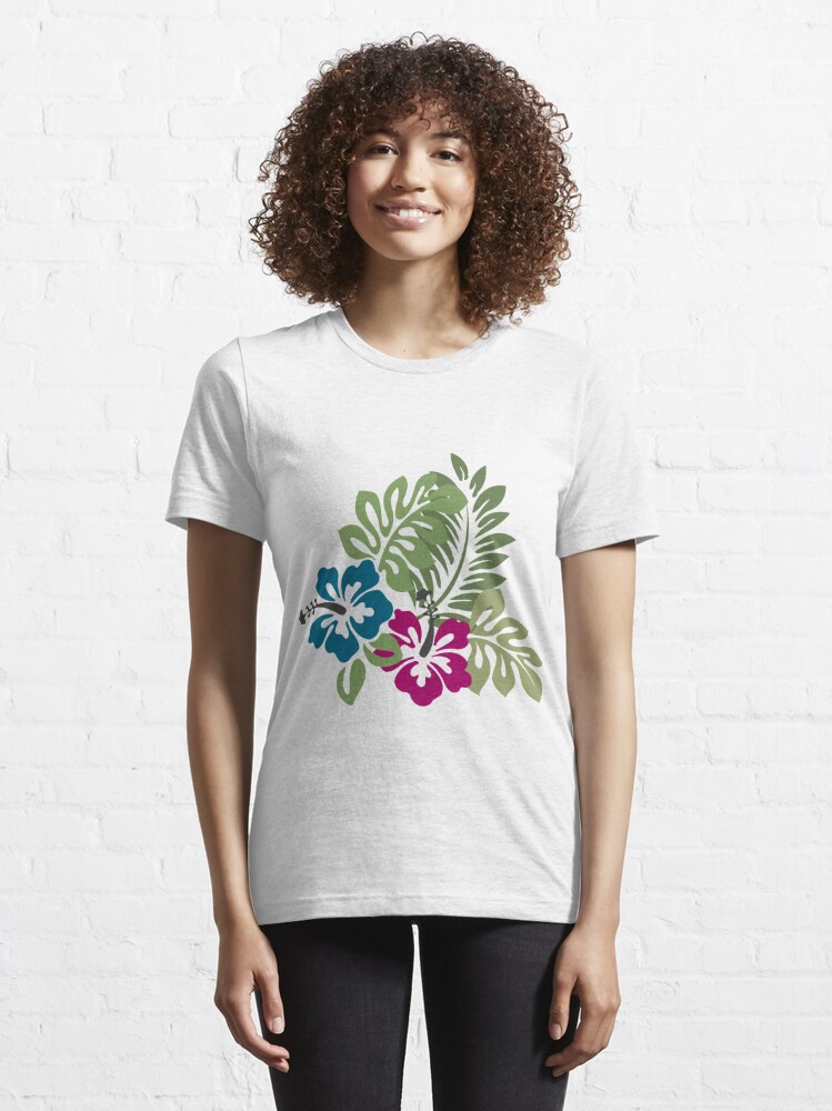 Discover Blue and Pink Tropical Hibiscus T-Shirt