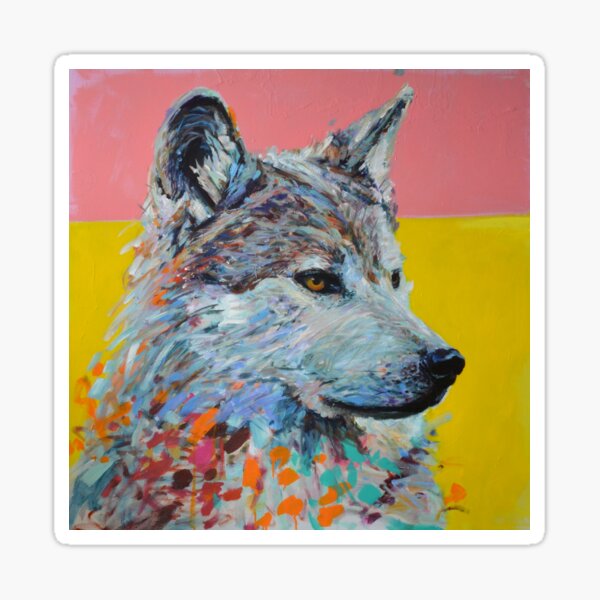 Orthodox Wolf, expressive wolf painting. Sticker