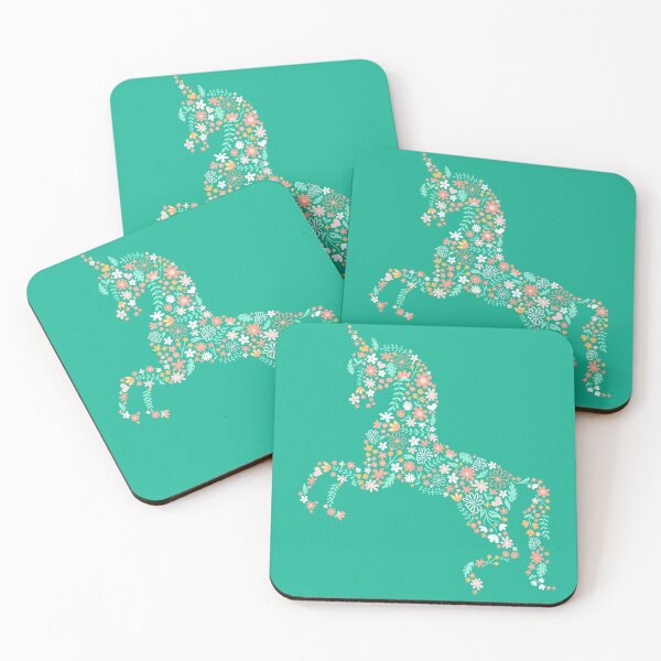 Item preview, Unicornio floral en verde azulado designed and sold by latheandquill.