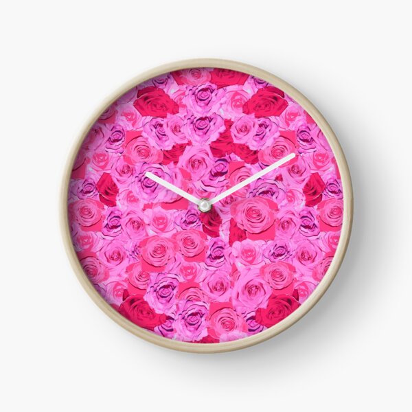 Floral Pink And Red Roses Tumblr Aesthetic Clock By Studioblack Redbubble