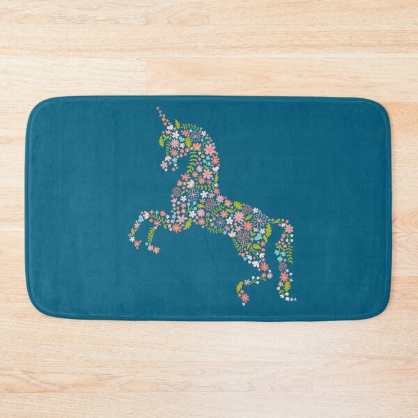 Item preview, Floral Unicorn on Blue designed and sold by latheandquill.