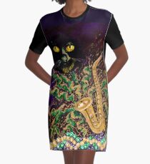Boo Cat Mardi Gras Graphic T-Shirt Dress