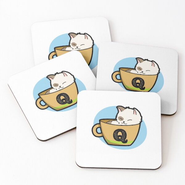 Aperçu de l'œuvre Lettre de l'alphabet Q Jolie tasse de catpuccino créée et vendue par kidsmonogram.