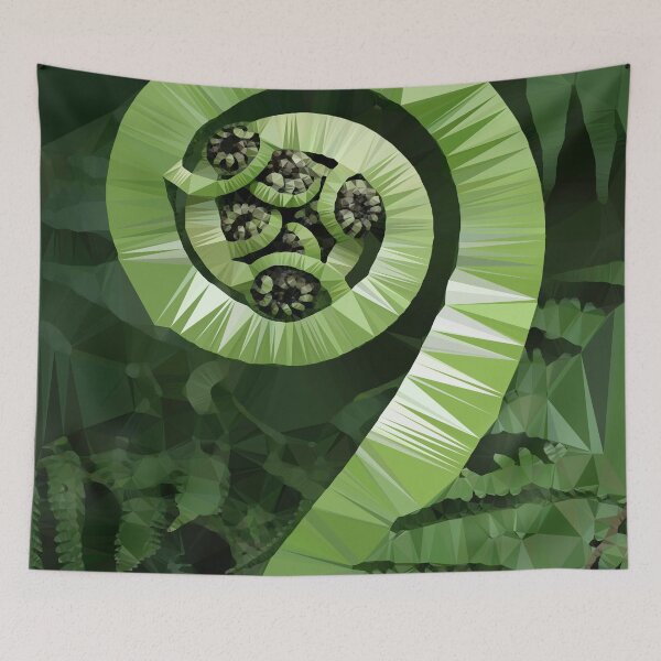 Item preview, Triángulos geométricos de baja poli helecho Fiddlehead designed and sold by Vicky Brago-Mitchell®.