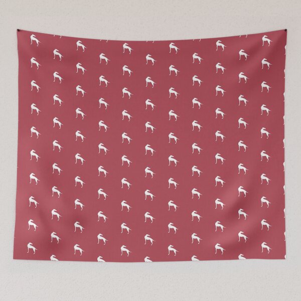 Aperçu de l'œuvre Logo lévrier blanc sur rouge rouille créée et vendue par houndpixnz.