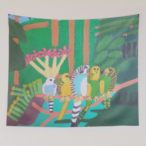 Item preview, Five Budgerigars Zionart Zion Levy Stewart designed and sold by Zion Levy Stewart.