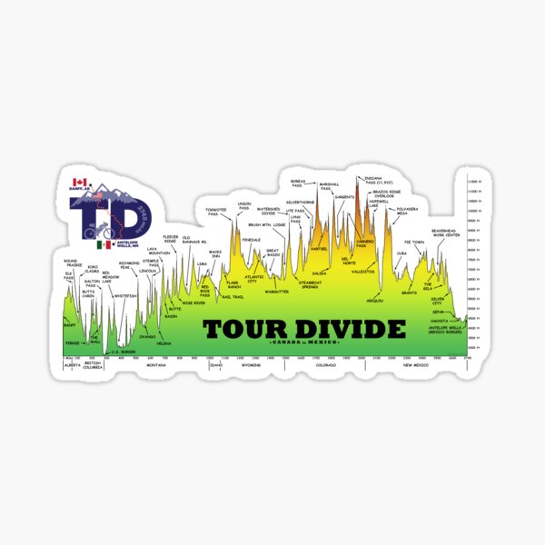Tour Divide Elevation Profile, TD Logo Sticker