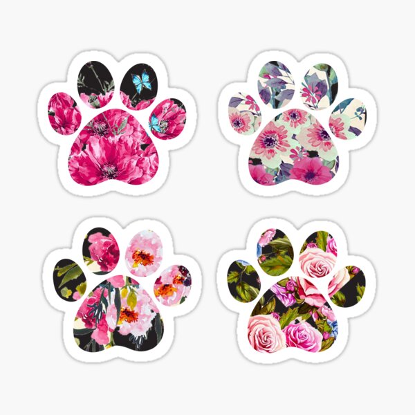 Floral Paws Set of Four Sticker