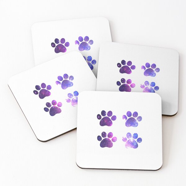 Galaxy Purple Paws Set of Four Coasters (Set of 4)