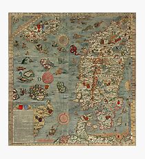 Carta Marina - Sea Monster Map Photographic Print