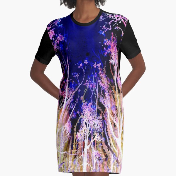 Moonlit Trees Graphic T-Shirt Dress