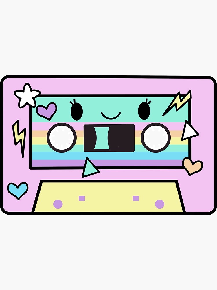 "Kawaii Cassette Mix Tape Cute Retro Vintage Style Gift Idea" Sticker