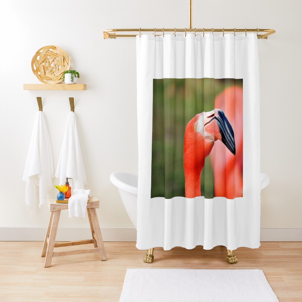 "Pink Flamingo peeking" Shower Curtain for Sale by penguinblue | Redbubble