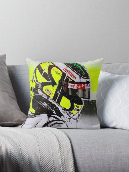 Jenson Button - Brawn GP F1 graffiti painting by DRAutoArt Throw Pillow