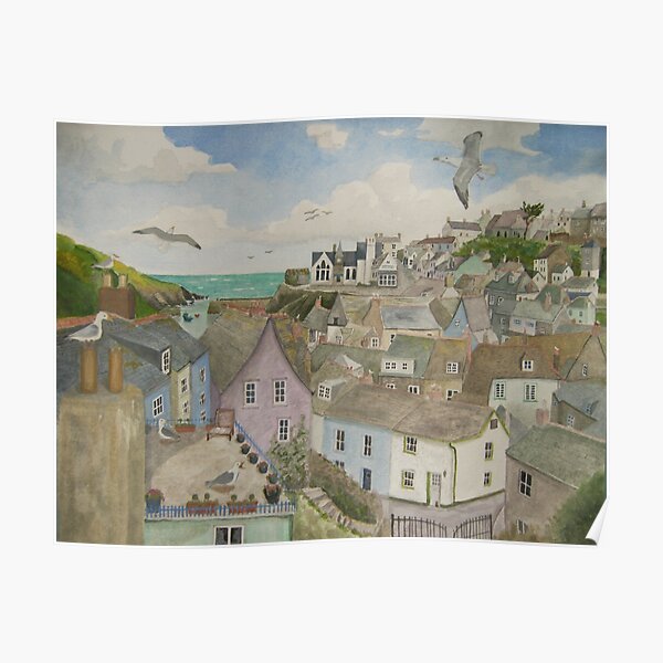 "A Crow's Nest View of Port Isaac, Cornwall" Poster