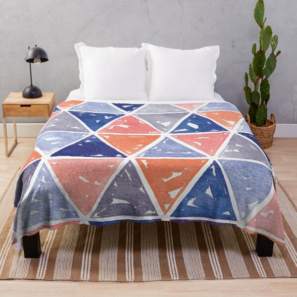 Item preview, Geometric Watercolour Triangles | Navy and Coral designed and sold by RebeccaFlaherty.