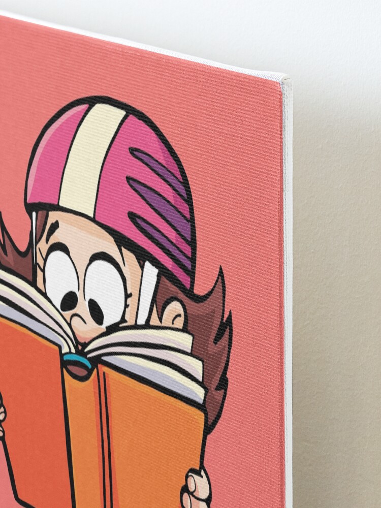 Alternate view of girl rides a skateboard and reads a book Mounted Print