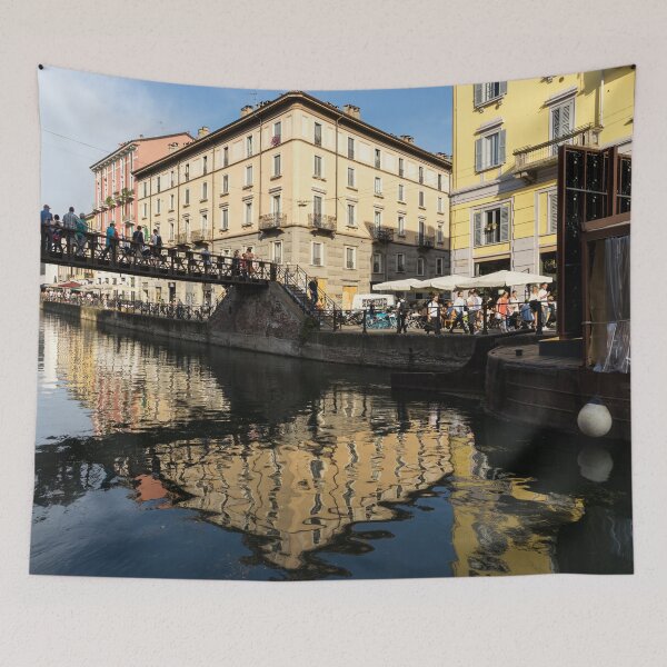 Artikelvorschau, Schatten und Silhouetten - Mailand Navigli Pont de Fer Eisenbrücke am Naviglio Grande entworfen und verkauft von Georgia Mizuleva.