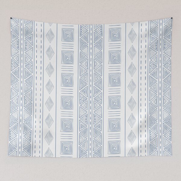 Item preview, White and Blue Ethnic Tribal Pattern designed and sold by Eng-Sun.