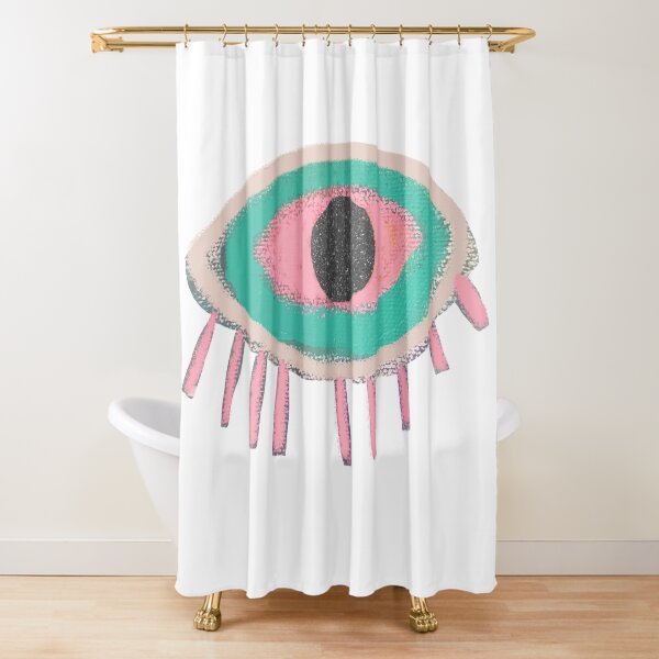 Eye Shower Curtain Vintage Tattoo Boho Occult Print for Bathroom
