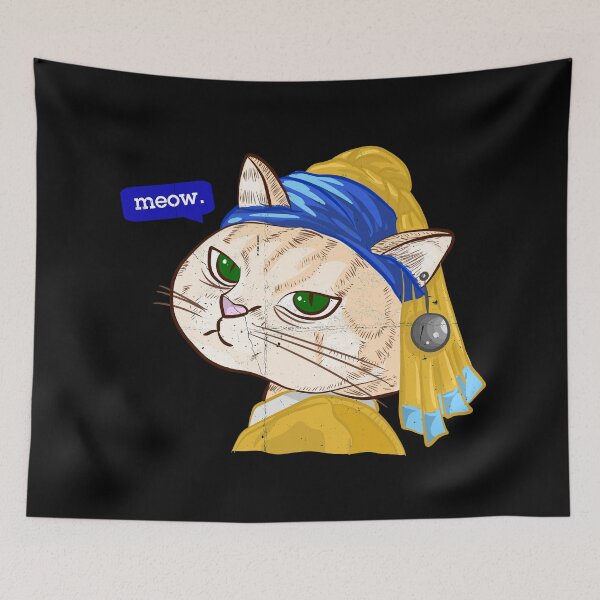 Item preview, CAT WITH A PEARL EARRING designed and sold by aydapadi.