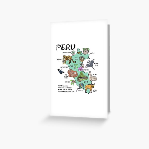 Peru - illustrated map Greeting Card