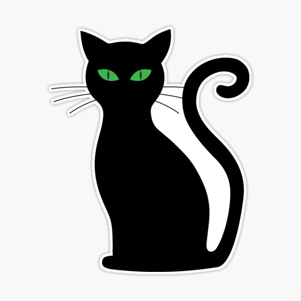 Black cats silhouette with green eyes isolated on white background. Spooky  halloween pet icon, aggressive kitty dark profile Stock Photo - Alamy