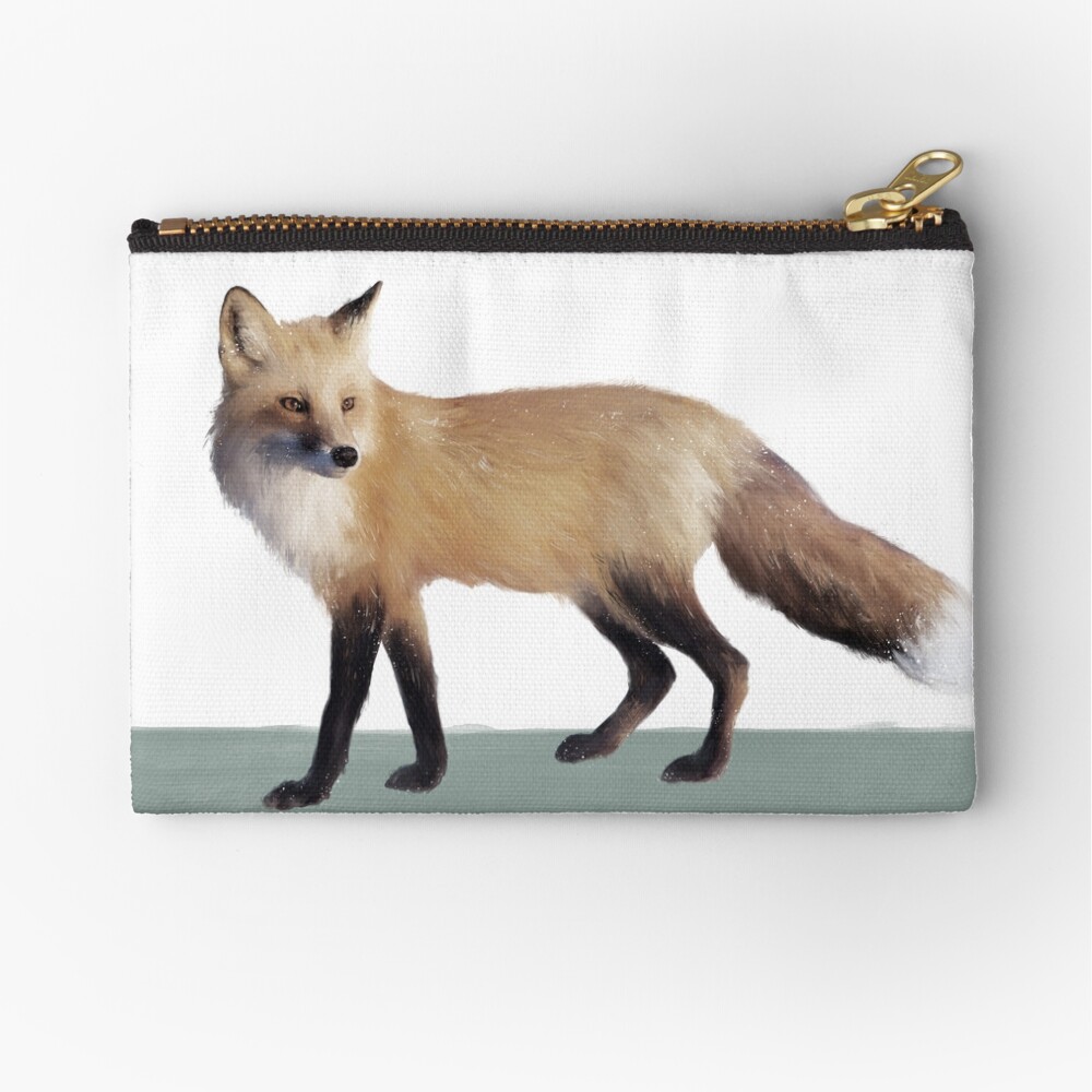 Fox on Sage Zipper Pouch