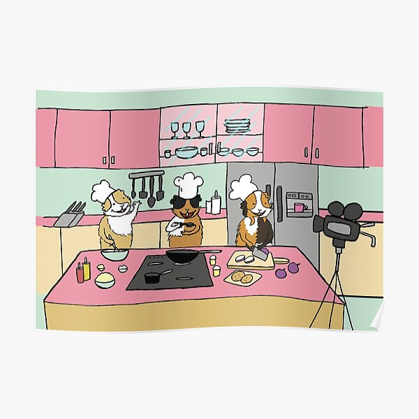 "Vera, Mitzi and Douglas Guinea Pig Cooking Show" Poster by