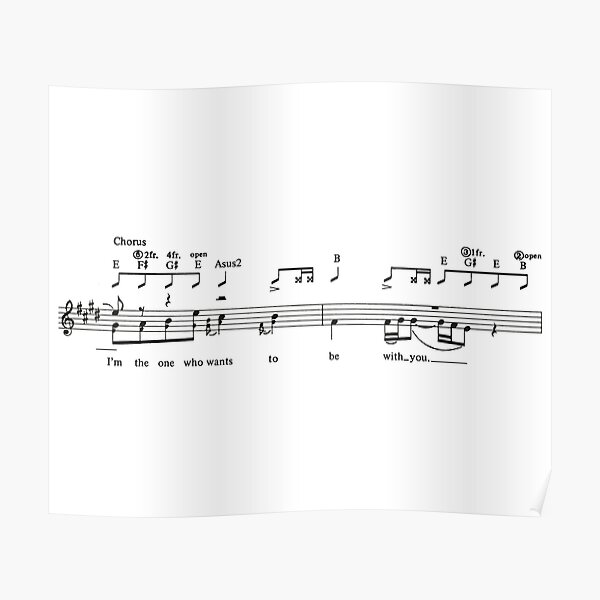 To Be With You Mr Big Sheet Music Black Font Poster By