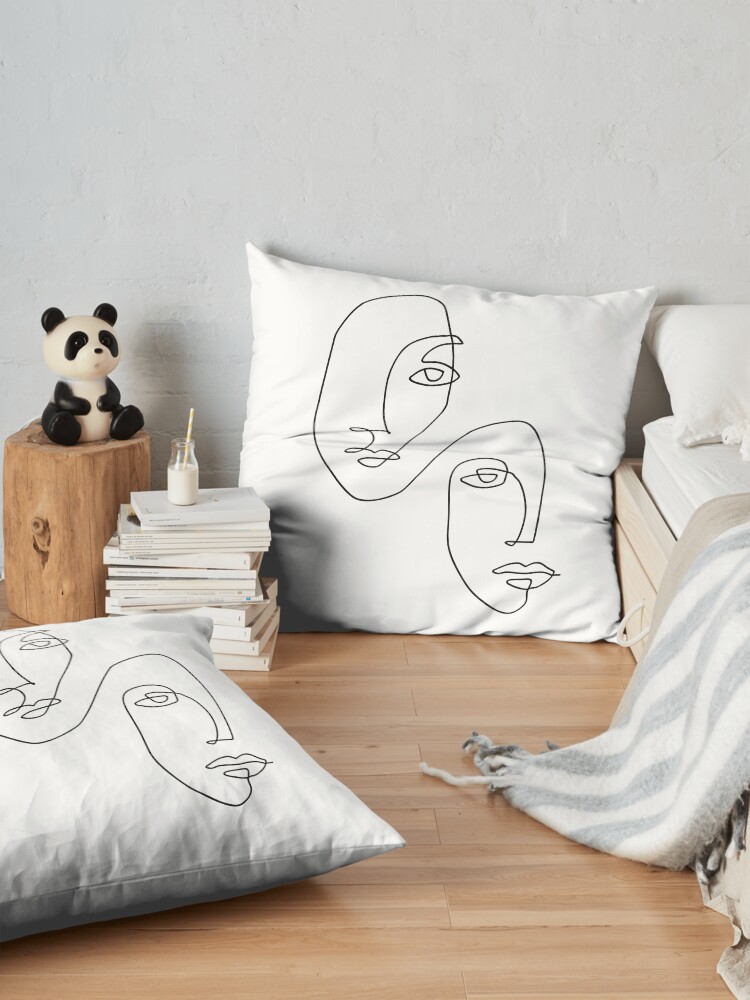 Alternate view of Faces - Line Art Floor Pillow