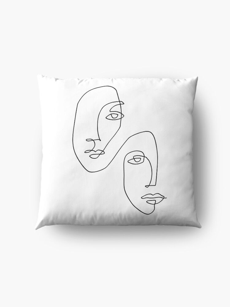 Alternate view of Faces - Line Art Floor Pillow