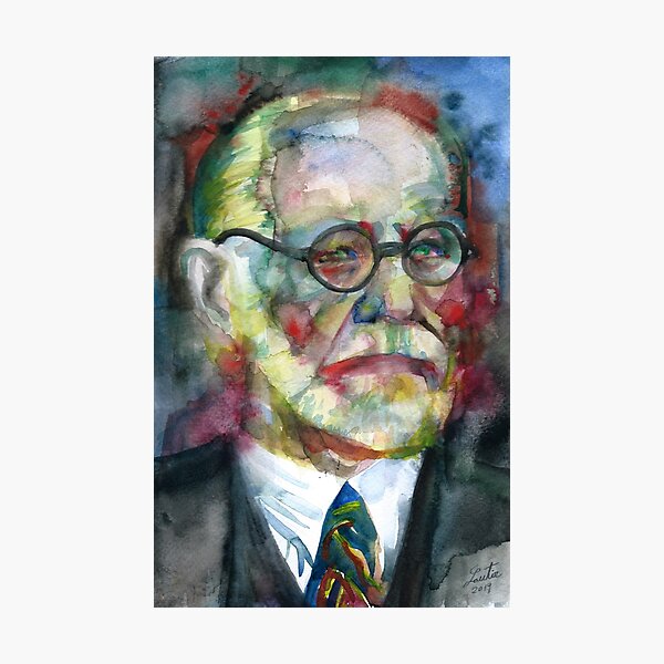 SIGMUND FREUD - watercolor portrait.17 Photographic Print