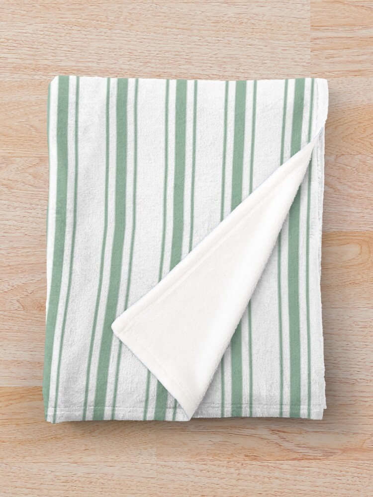"Mattress Ticking Wide Striped Pattern in Moss Green and White" Throw