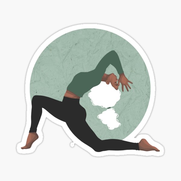 Green Yoga Girl Pose - Open Your Heart Namaste - Spiritual Mindful Asana - Illustration by MadliArt Sticker