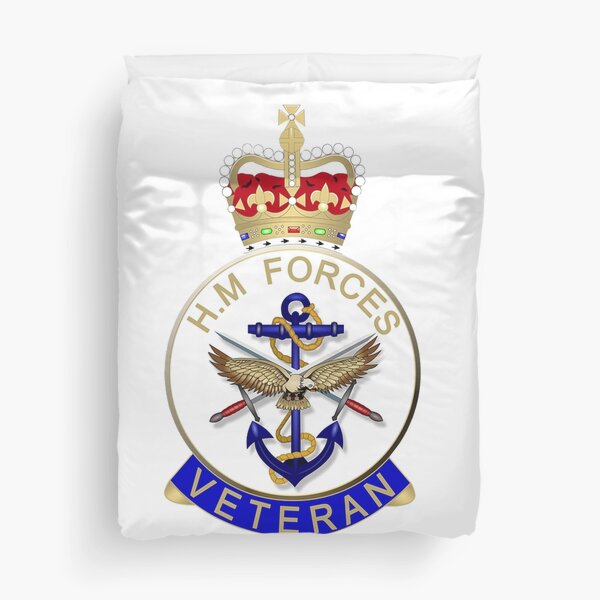 HM FORCES VETERAN BADGE. BRITISH VETERAN. Duvet Cover
