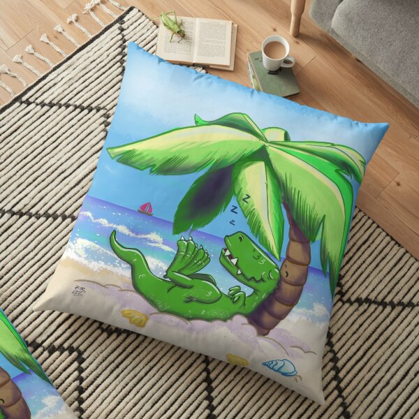 T-Rex on vacation Floor Pillow
