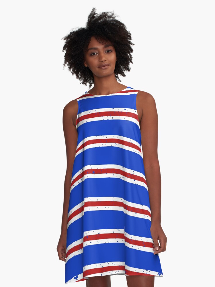 Rangers Red White Blue Bar Scarf Design A-Line Dress