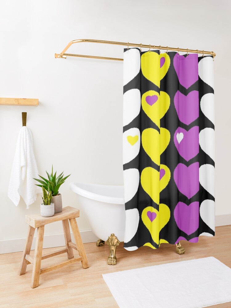 "Non Binary Flag Heart Pattern Purple Yellow Black and White" Shower