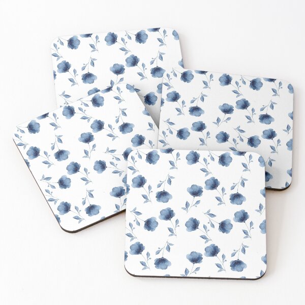 Item preview, Blue flower pattern in watercolor designed and sold by Ellen Wilberg.