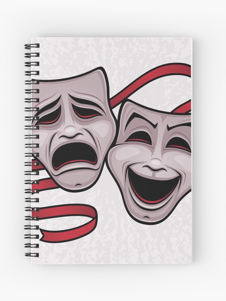 Cuaderno de espiral «Máscaras de teatro de comedia y tragedia» de fizzgig |  Redbubble