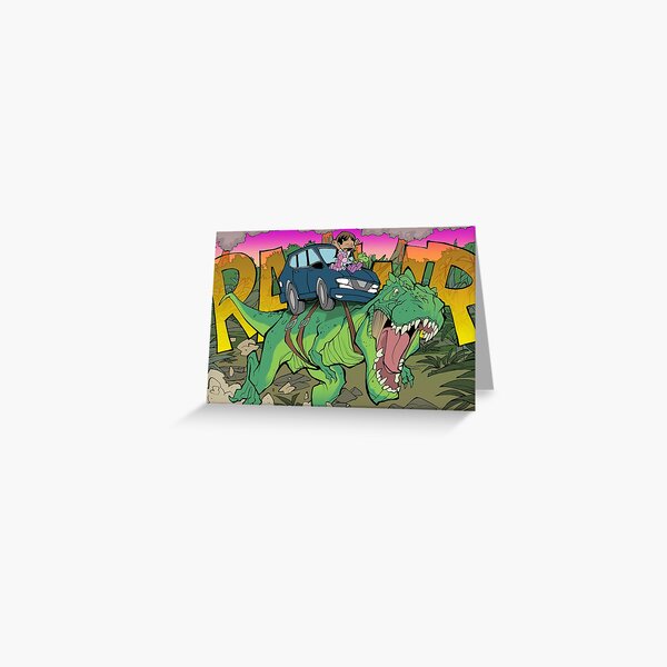 Riding a T-Rex! Greeting Card
