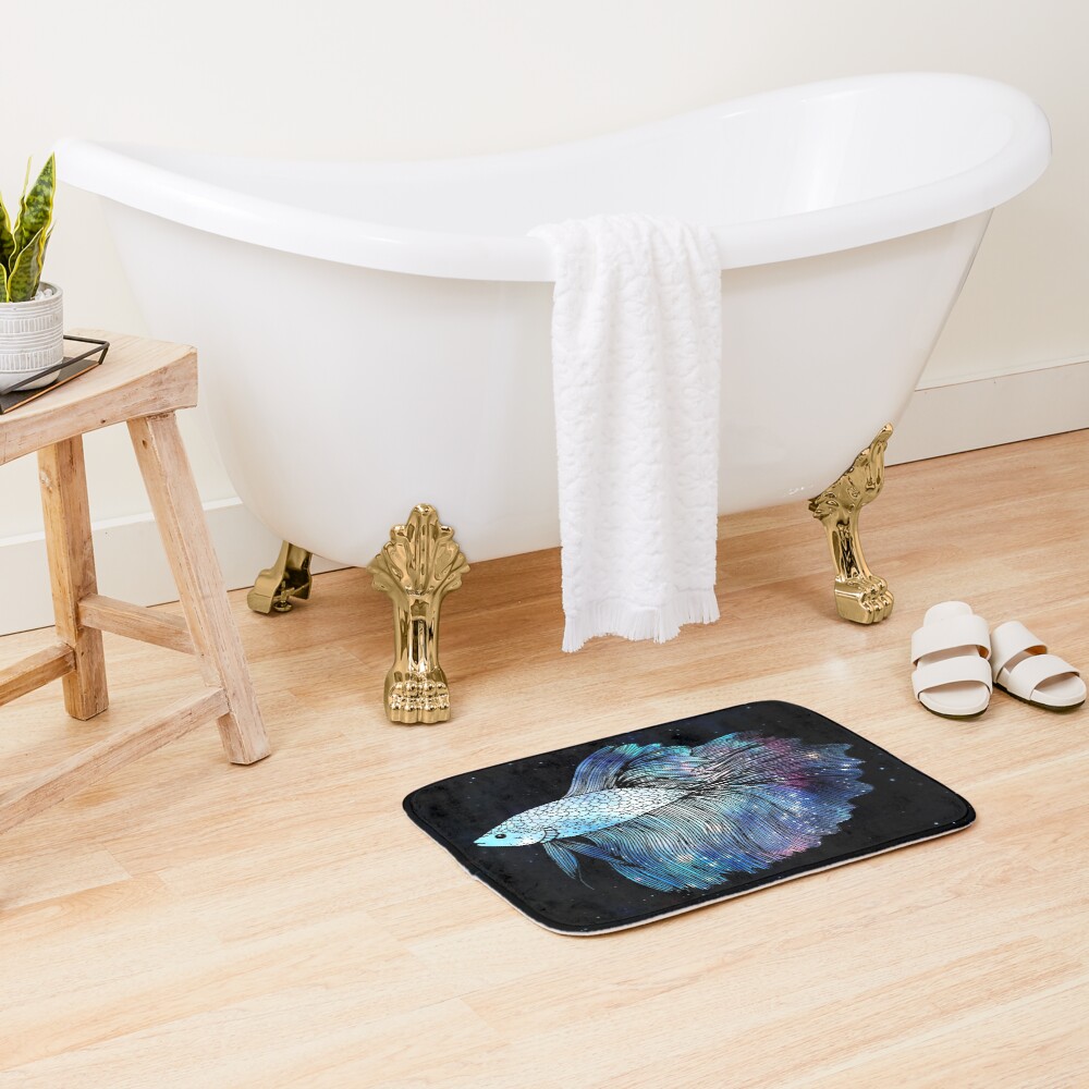 Blue Galaxy Betta Fish Bath Mat