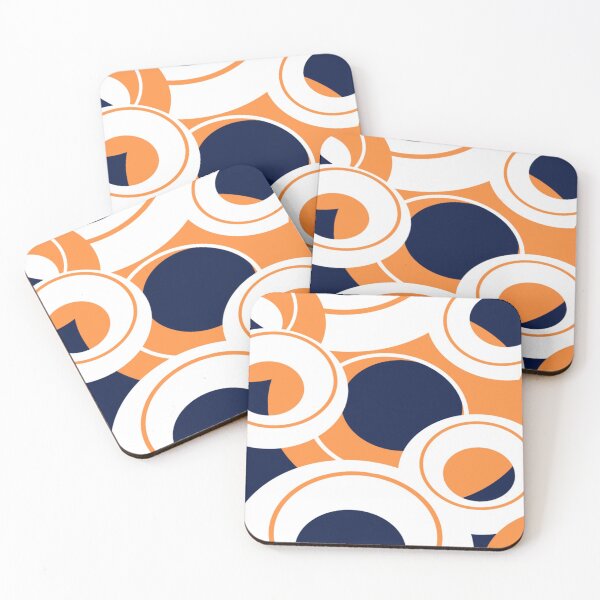 Item preview, Navy, orange and white abstract circle design designed and sold by Lori  Rosen.