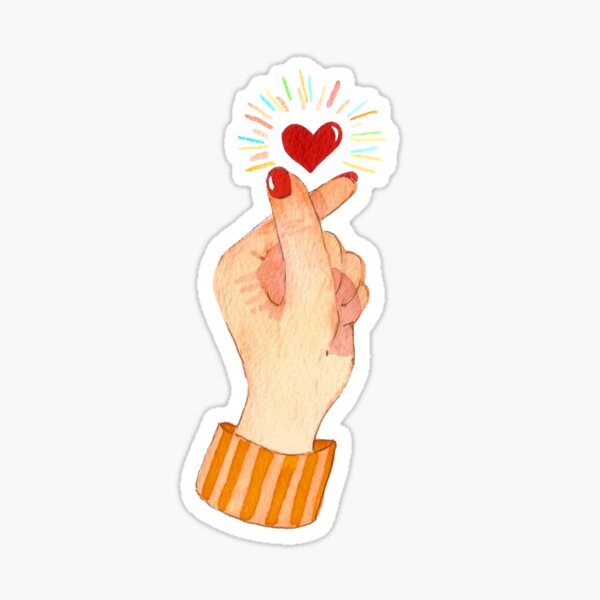 Cute Watercolor Finger Heart Sticker For Sale By Annieparsons Redbubble