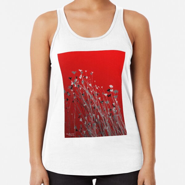 Wild Flowers on Red Racerback Tank Top