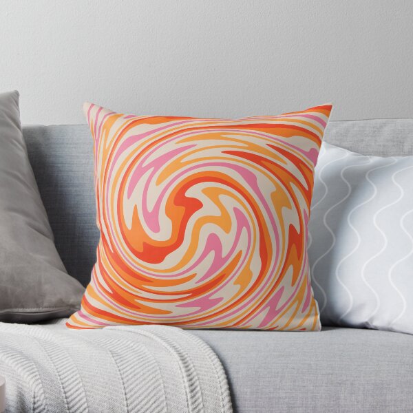 70s Retro Swirl Color Abstract Throw Pillow